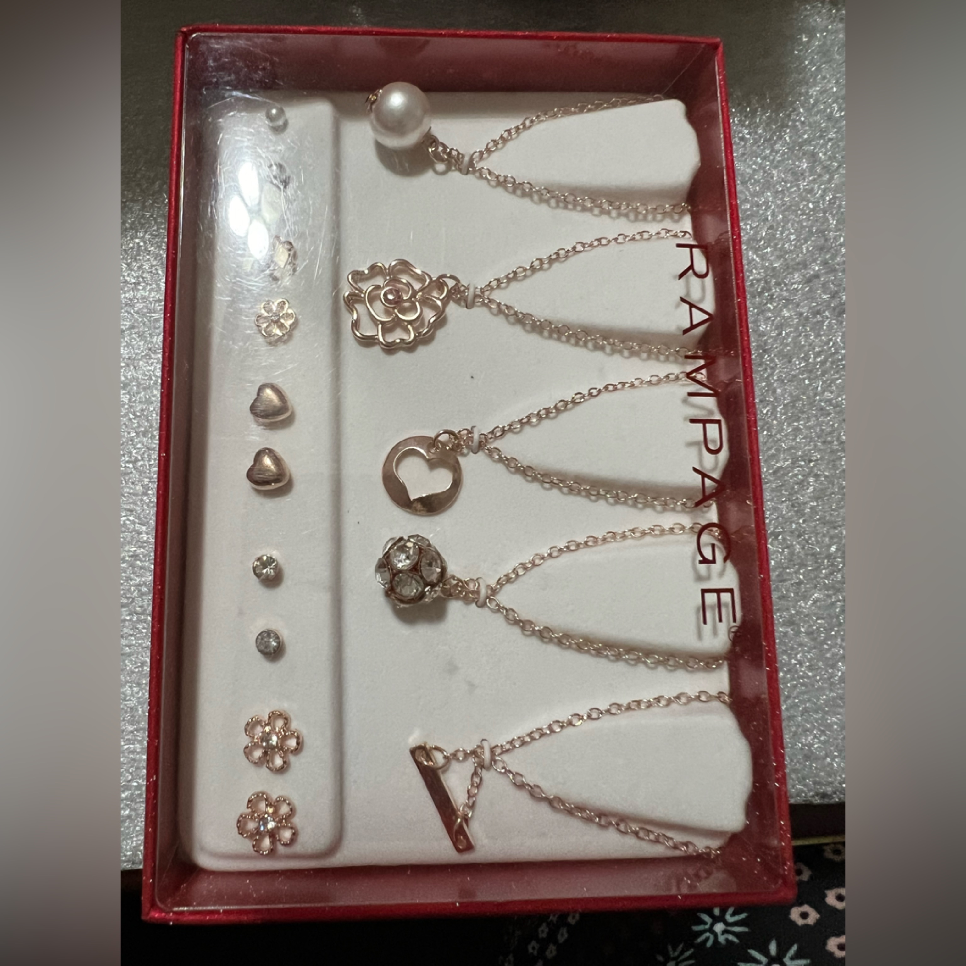 Rampage Brand Beautiful 5 Set Of Necklaces And Earrings Nwt In Original Box